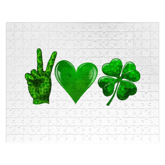 Peace Love Irish Shamrock St Patrick's Day Jigsaw Puzzles