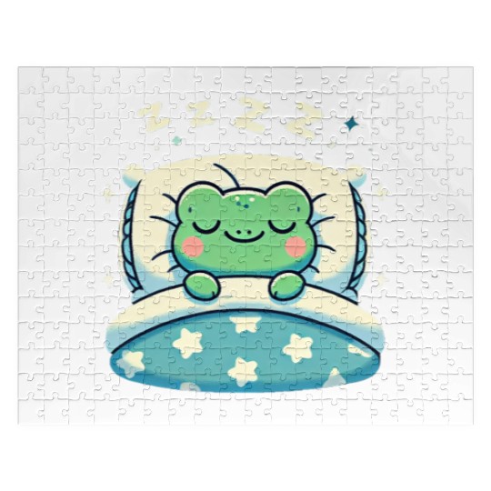 Frog Sleeping In Bed At Night Time Jigsaw Puzzles