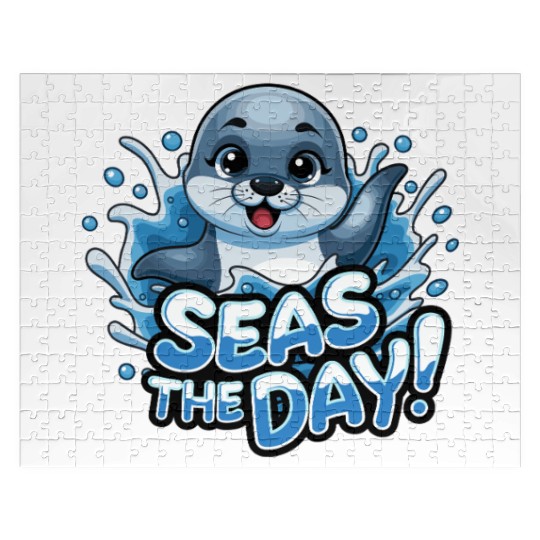 Seas The Day Seal Enthusiast Splash Vibes Jigsaw Puzzles