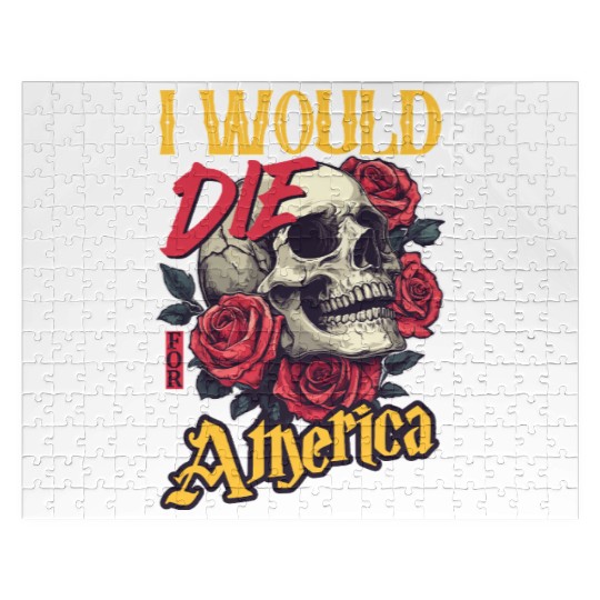I Would Die For America skull And Roses Jigsaw Puzzles