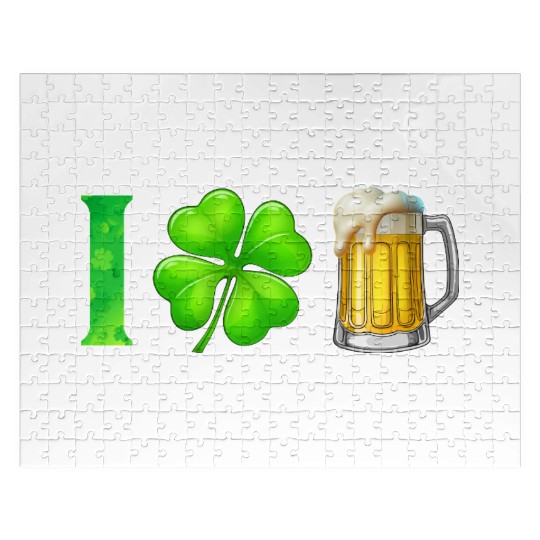 I Shamrock Beer Funny St Patrick's Day I Love Beer Jigsaw Puzzles