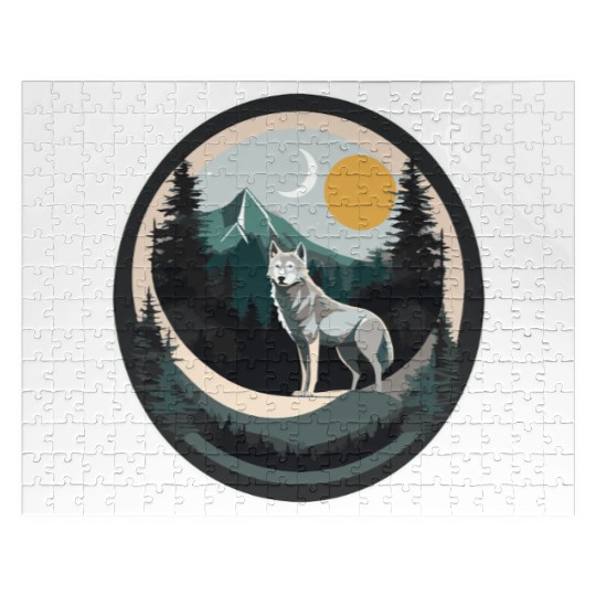 Lone Wolf Under Moonlit Sky Jigsaw Puzzles