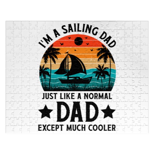 Sailing Dad Cool Vintage Sunset Graphic Jigsaw Puzzles