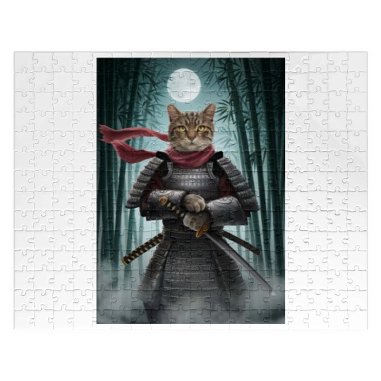 Japanese Cat Samurai Cat Jigsaw Puzzles