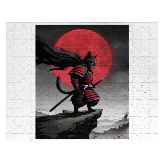 Japanese Cat Samurai Cat Jigsaw Puzzles