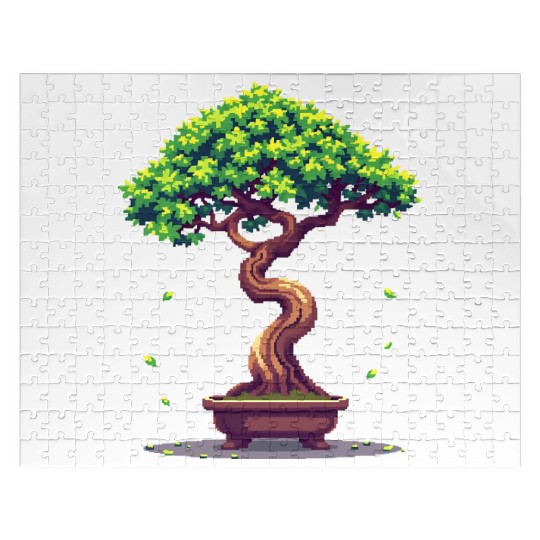 Pixel Bonsai Tree – Retro Nature Serenity Jigsaw Puzzles