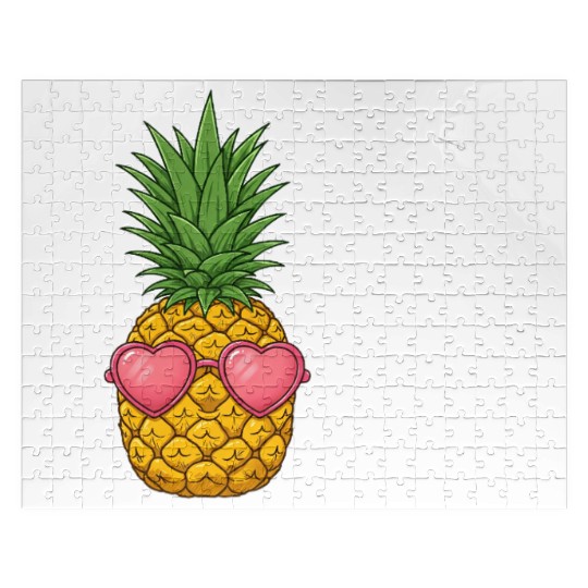 A cute pineapple with heart-shaped sunglasses. Jigsaw Puzzles