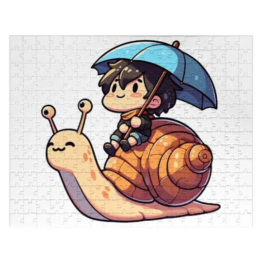Chibi Snail Rider's Rainy Day Adventure . Jigsaw Puzzles