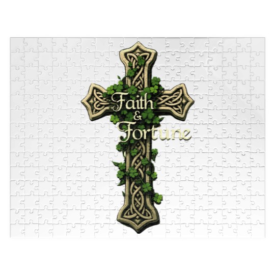 Celtic Cross Faith & Fortune Shamrock Design Jigsaw Puzzles
