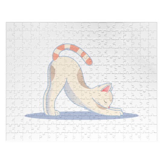 cute cat in the classic yoga stretching pose Jigsaw Puzzles