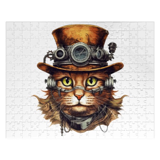 Steampunk Cat Kitten Art Fantasy Steampunk Artwork Jigsaw Puzzles