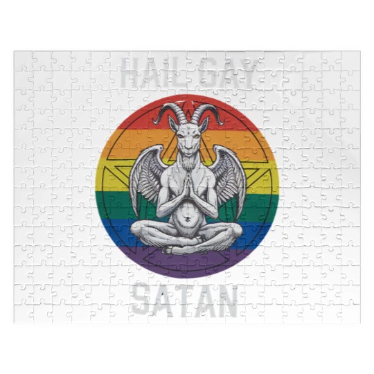 Hail Gay Satan Funny Goth Gothic Goat LGBTQ Jigsaw Puzzles