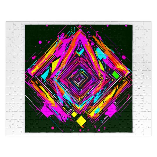 Neon Colors Vintage Party Rave Jigsaw Puzzles
