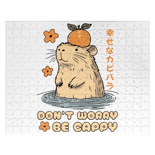 Don't Worry Be Cappy Cute Happy Japanese Capybara Jigsaw Puzzles