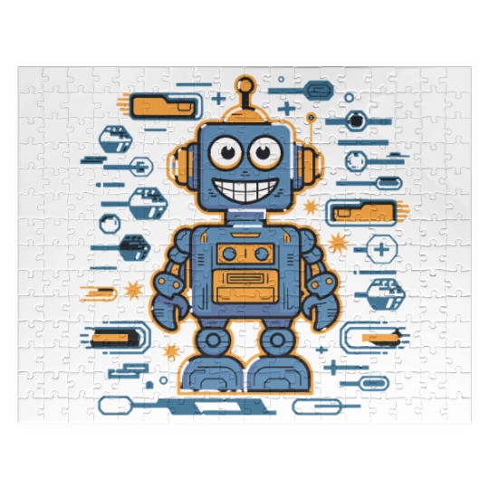 Playful Robot Circuitry Adventure Graphic for Jigsaw Puzzles