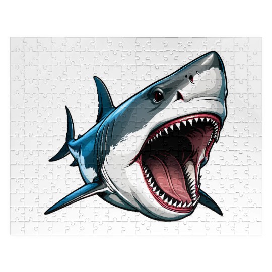 Big White Shark Attack Jigsaw Puzzles