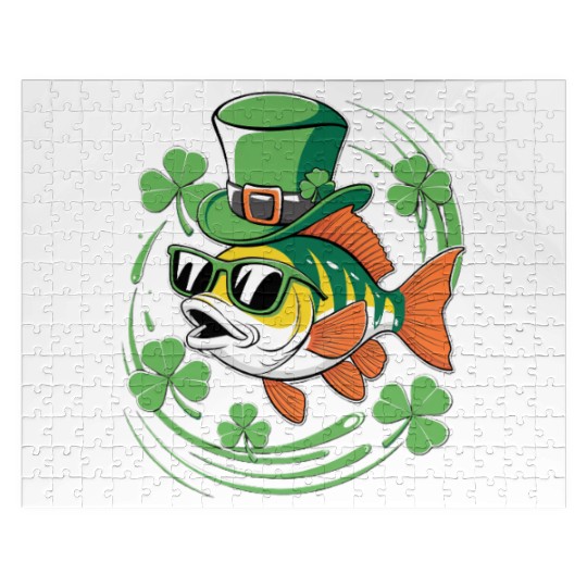 St. Patrick's Day With Fish And Clover Leaves Jigsaw Puzzles