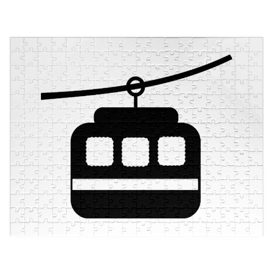 Minimalist Cable Car – Monochrome Icon Jigsaw Puzzles