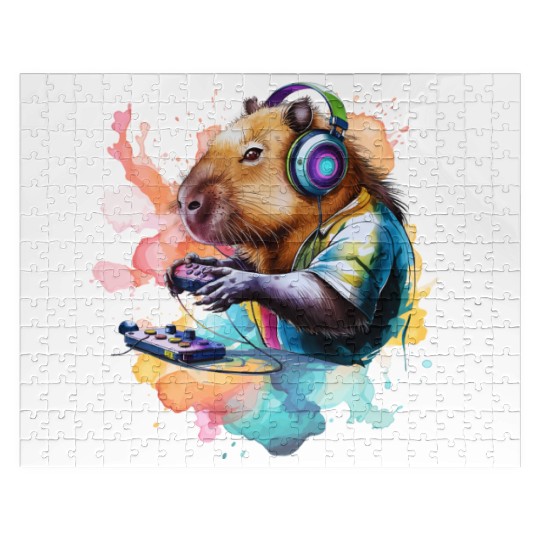 Funny Video Games Capybara Funny Capybara Gamer Jigsaw Puzzles