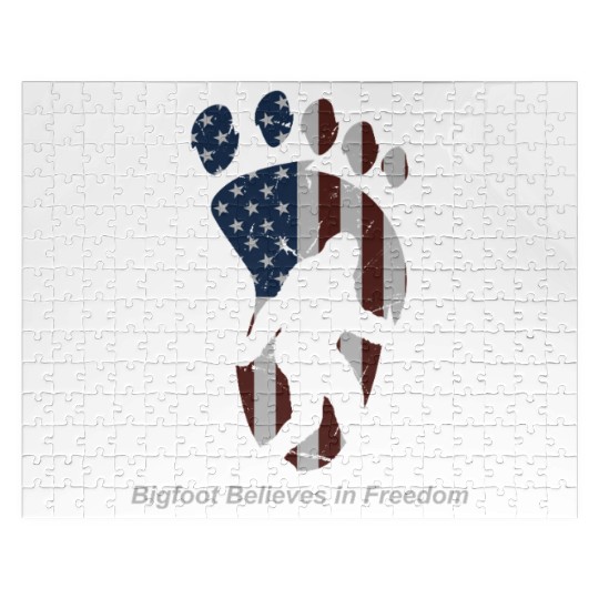 Patriotic Bigfoot American Flag Design Jigsaw Puzzles