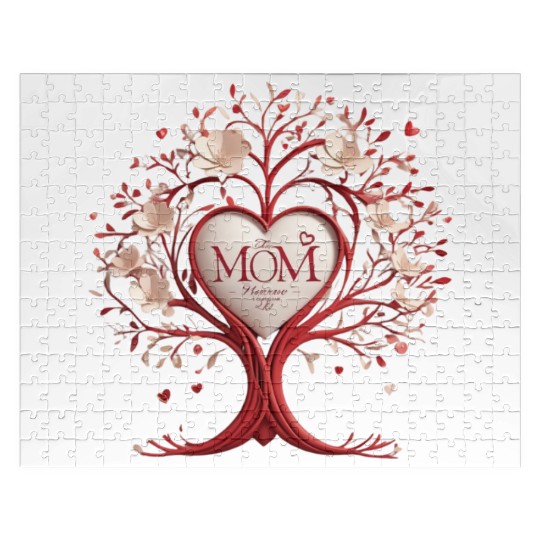 3D Heart Family Tree - Mom, the Heartbeat of Life Jigsaw Puzzles