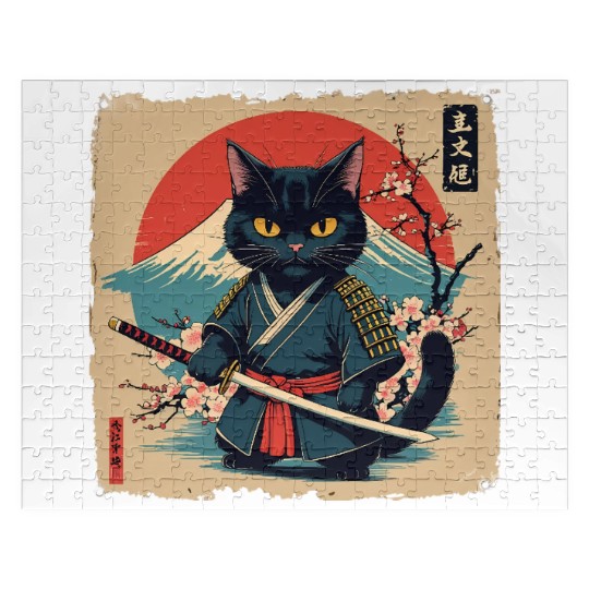 samurai cat Jigsaw Puzzles