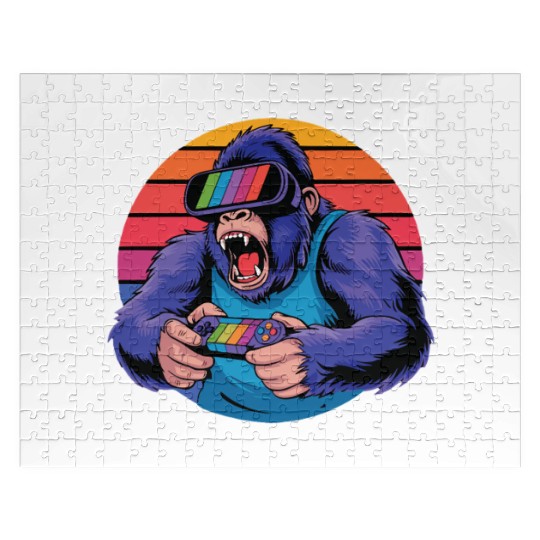 Retro Gamer Ape Jigsaw Puzzles