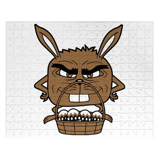 Easter Bunny Eggs Basket Evil Eye Dangerous Smile Jigsaw Puzzles