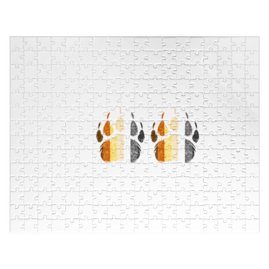 Woof Bear Pride Paw Prints Gay Men LGBT Bear Flag Jigsaw Puzzles