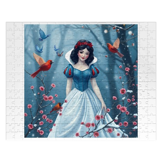 Snow White fantasy with birds. Jigsaw Puzzles