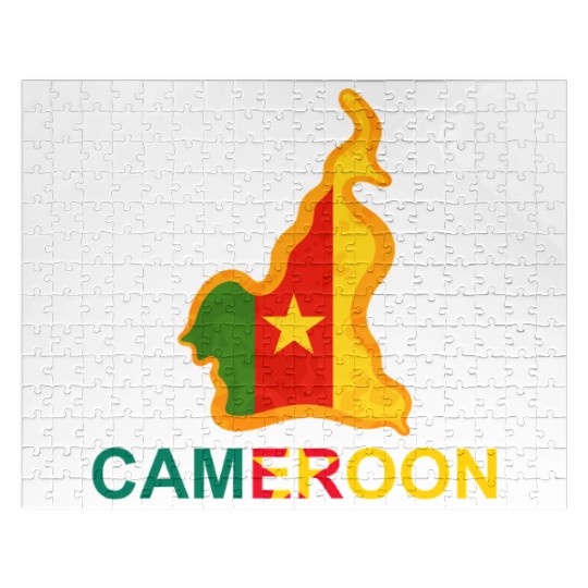 Cameroon Map with Flag Colors, proud Cameroonian Jigsaw Puzzles