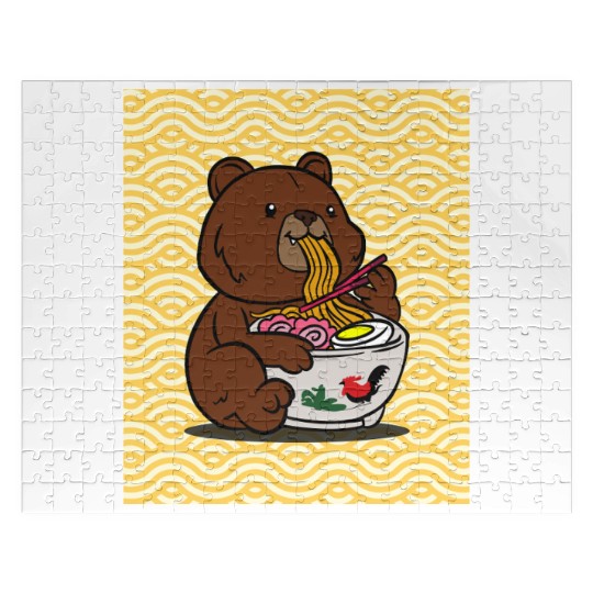 Cute Bear Ramen - Kawaii Cartoon Brown Bear Jigsaw Puzzles