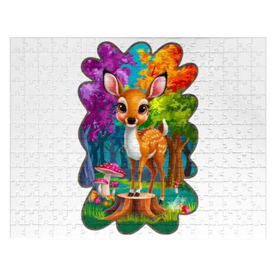 Kids deer in the forest 2 Jigsaw Puzzles