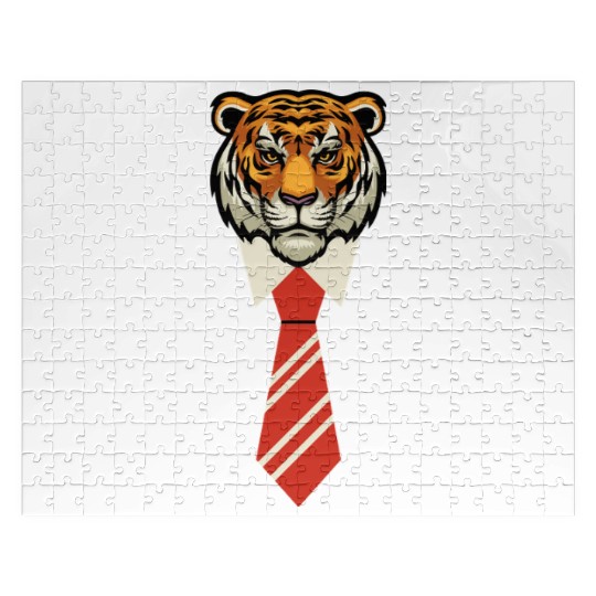 Tiger Boss Stylish Tie Graphic – Power & Elegance Jigsaw Puzzles