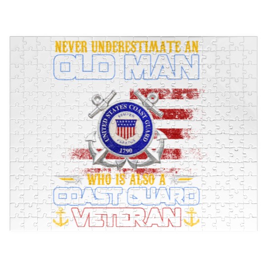 Never Underestimate Old Man US Coast Guard Veteran Jigsaw Puzzles