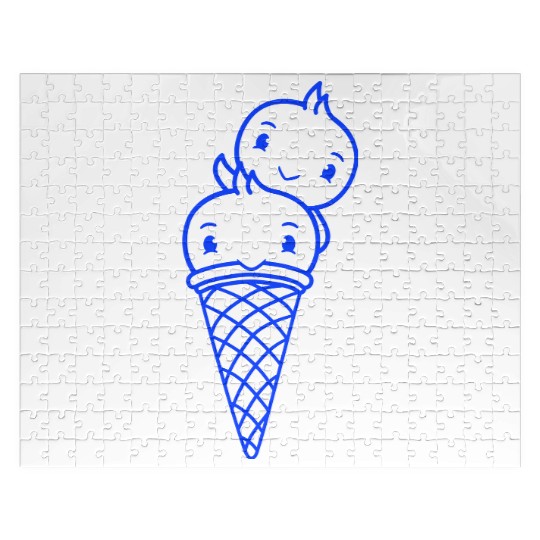 Two Birds Ice Cream Waffle Scoops Greeting Waving Jigsaw Puzzles