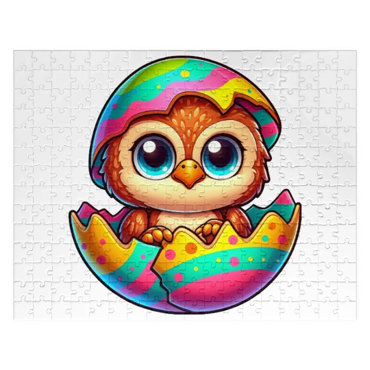 Cute Owl Easter Egg Cartoon Hatching Colorful Jigsaw Puzzles