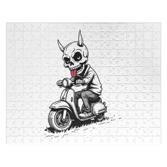 Born to Be Wild - Skull Devil on Scooter Jigsaw Puzzles
