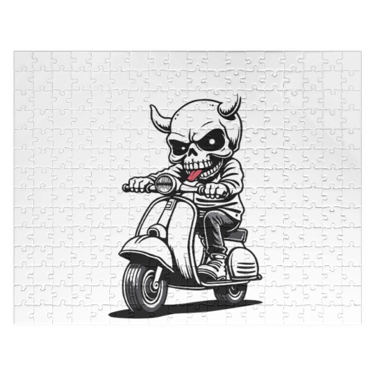 Born to Be Wild - Skull Devil on Scooter Jigsaw Puzzles