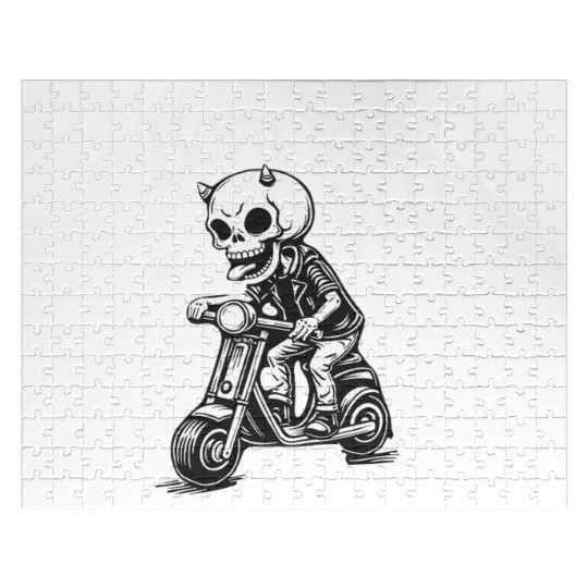 Born to Be Wild - Skull Devil on Scooter Jigsaw Puzzles