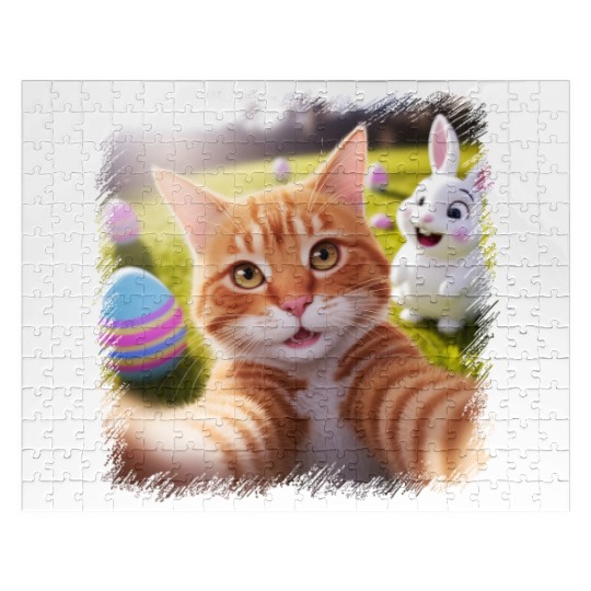 Cute Easter Selfie Cat Bunny Spring Jigsaw Puzzles For Kids