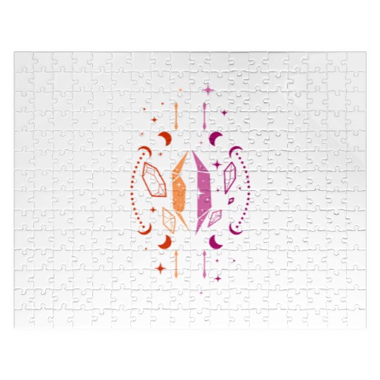 Lesbian Pride Mystical Crystal with Moons Jigsaw Puzzles