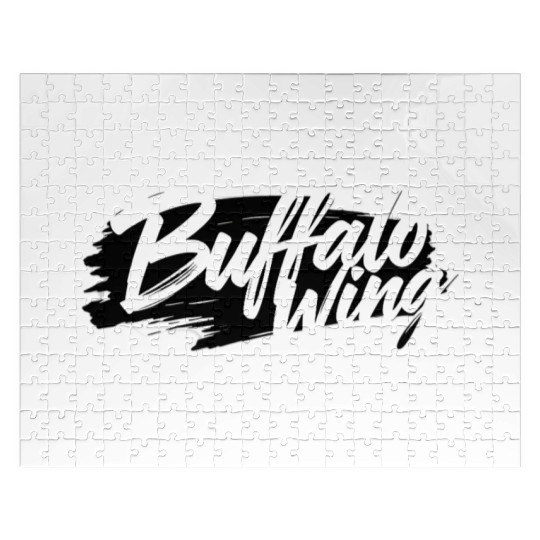 Buffalo wing text Design with Bold Brushstroke Jigsaw Puzzles