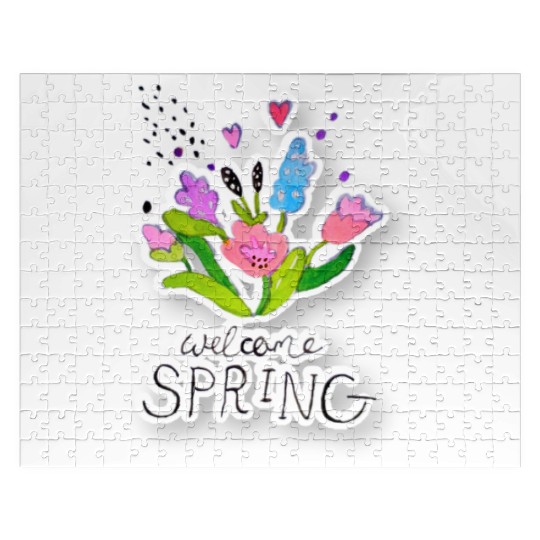 Spring qoute flower illustration Jigsaw Puzzles