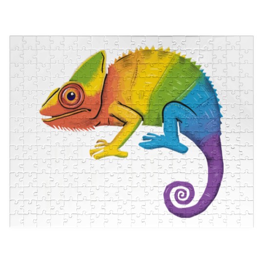 Rainbow Chameleon - "I'm Unique!" Colorful Animal Jigsaw Puzzles