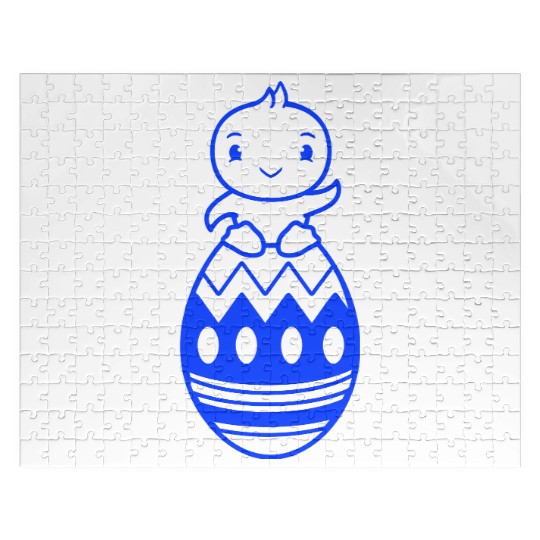 Chick Sits On Giant Easter Egg Waving Easter Sweet Jigsaw Puzzles