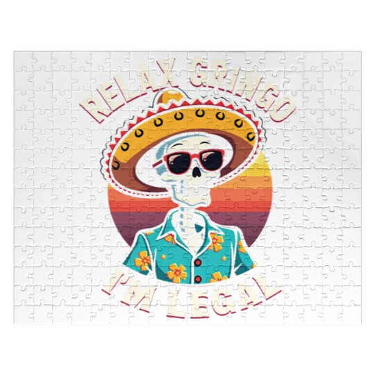 Mexican Immigrant Skeleton Relax I'm Legal Jigsaw Puzzles