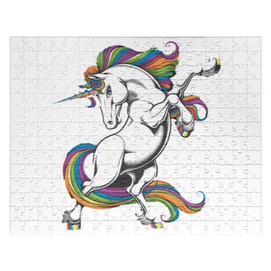 Majestic Rainbow Unicorn Prancing with Vibrant Jigsaw Puzzles