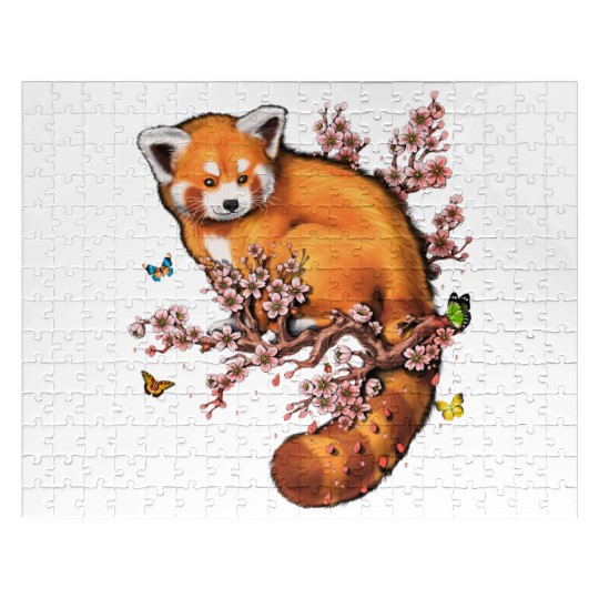 Red Panda Cherry Blossom Jigsaw Puzzles