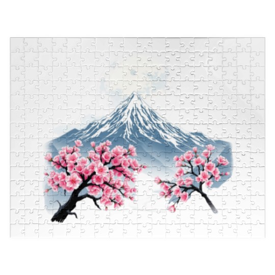 Japanese mount fuji Sakura tree Cherry blossom Jigsaw Puzzles
